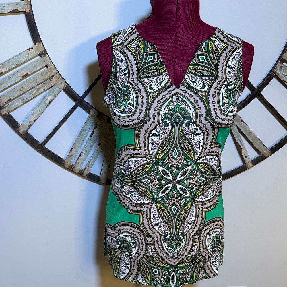 Inc Green Paisley Women's Top